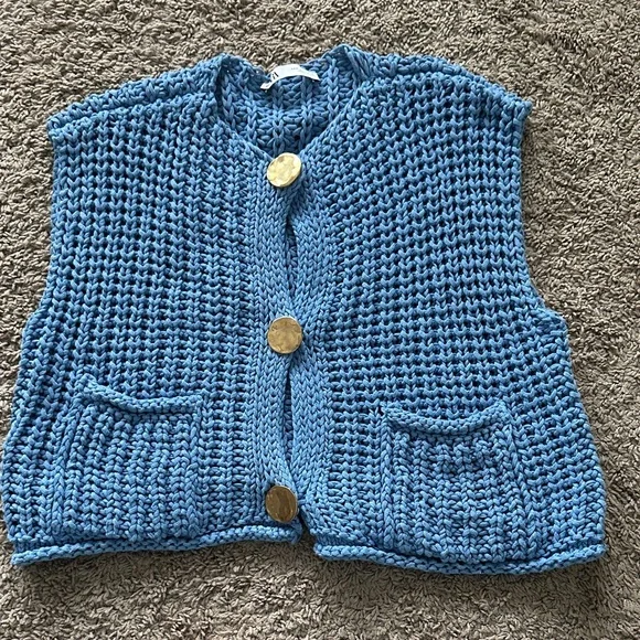 Zara Blue Knit Vest - Picture 1 of 2